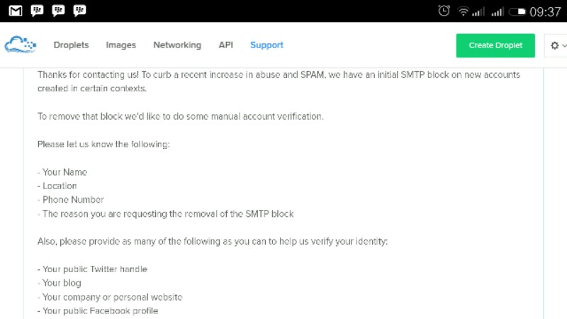Cara mengetahui port smtp vps diblokir oleh digitalocean
