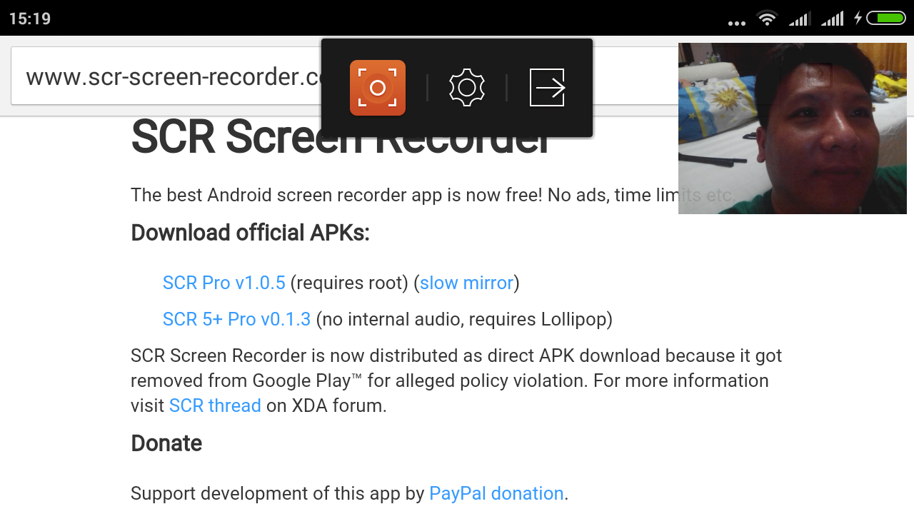 Screencast android dengan kamera depan