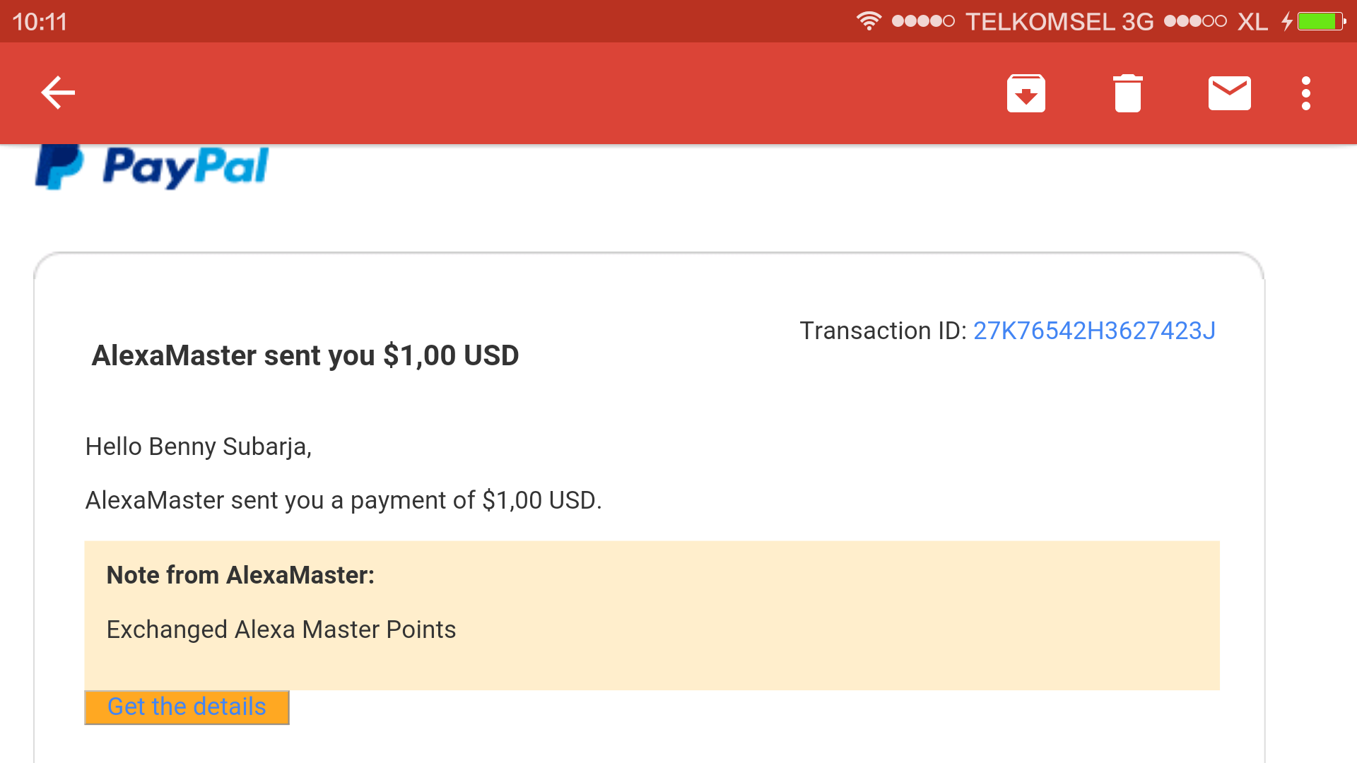 Bukti pembayaran alexamaster